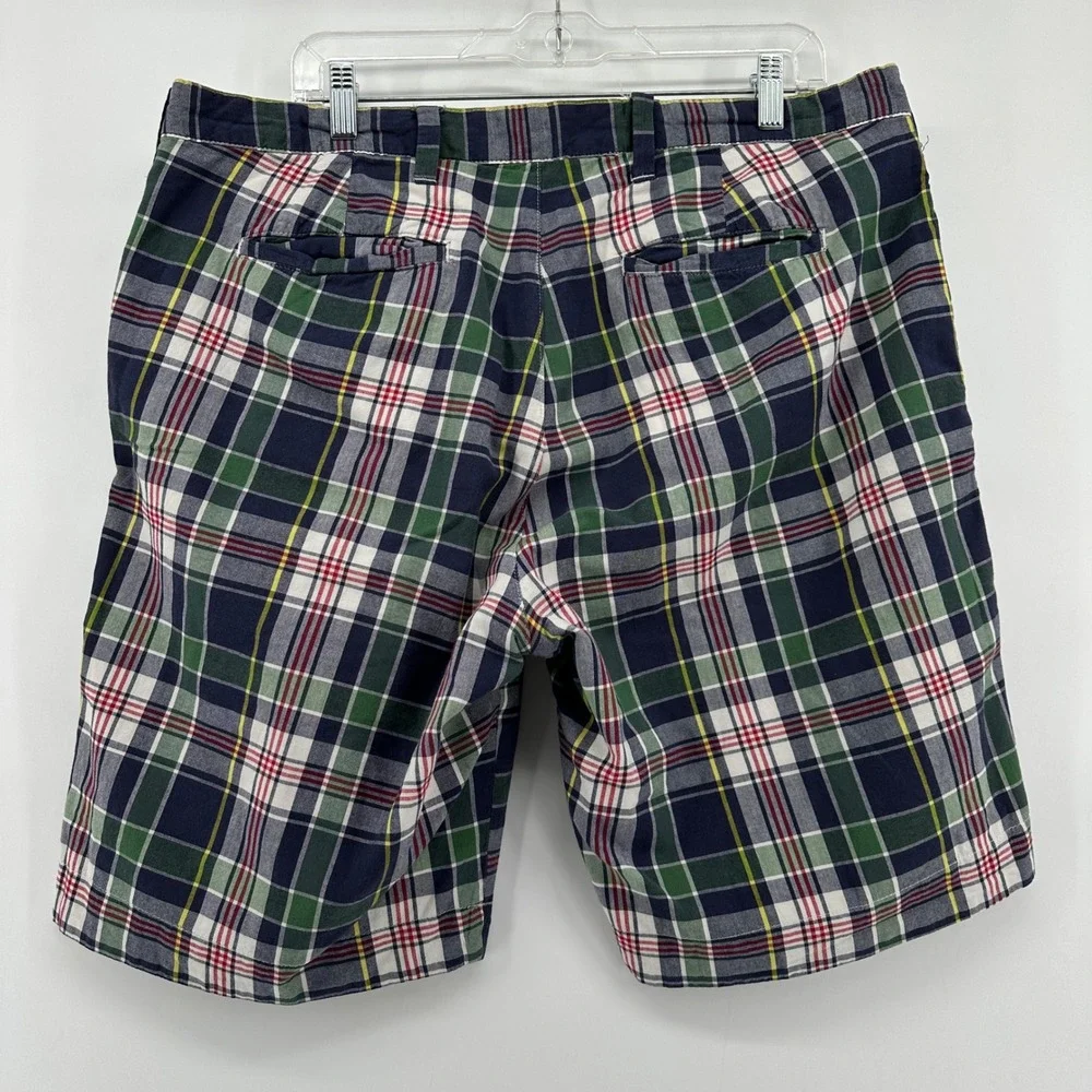 Olde School Brand Mens Reversible Plaid Khaki Chino Shorts 150564 Multi-Color